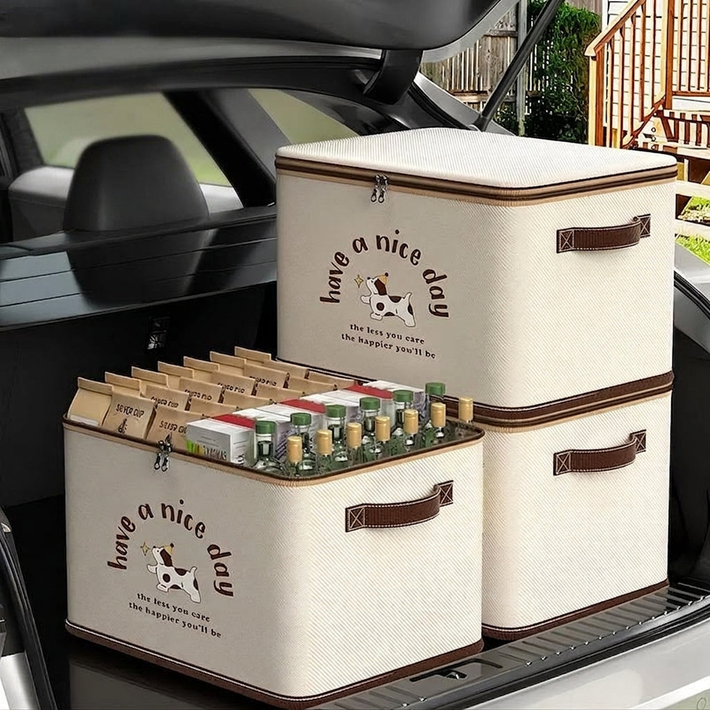 Car trunk storage box, foldable cartoon storage box, large-capacity car storage box, portable organizer box