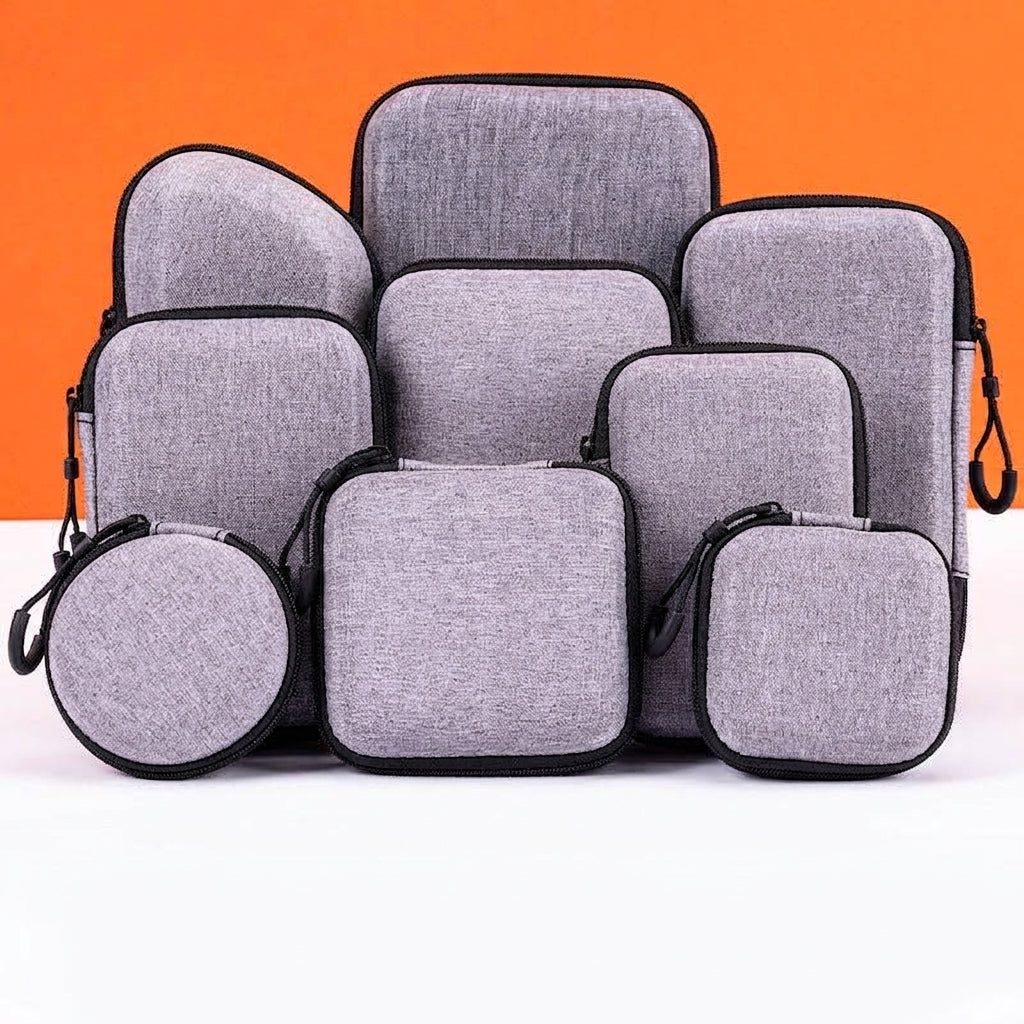 Snowflake Cloth EVA Headphone Bag, Power Bank Hard Drive Bag, Dragon Cloth Earphone Storage Box, Pressure-Resistant Zipper Bag