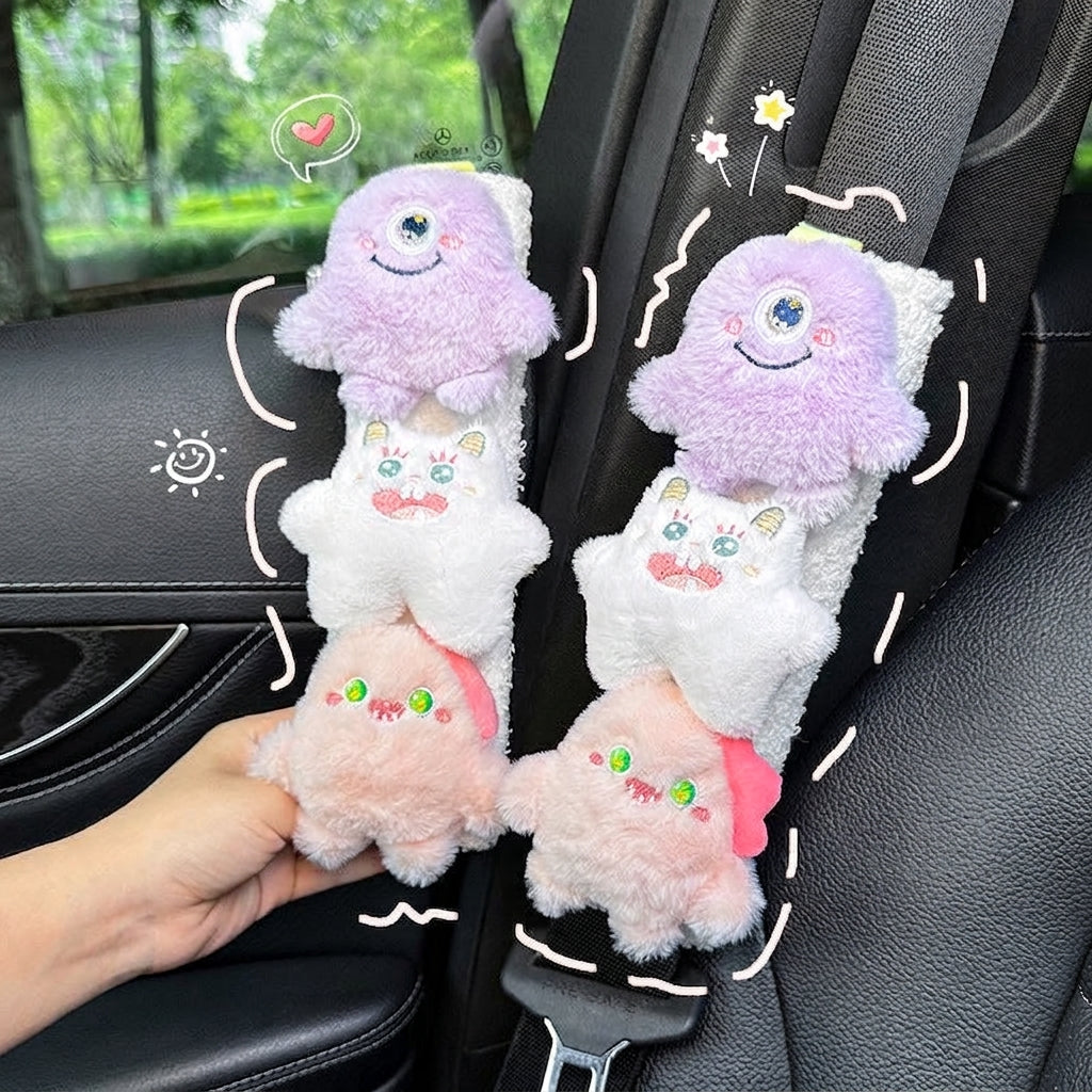 Car seatbelt shoulder pads, wear-resistant clothes, plush plush plush figures, car safety belt protective covers, cute monster girls
