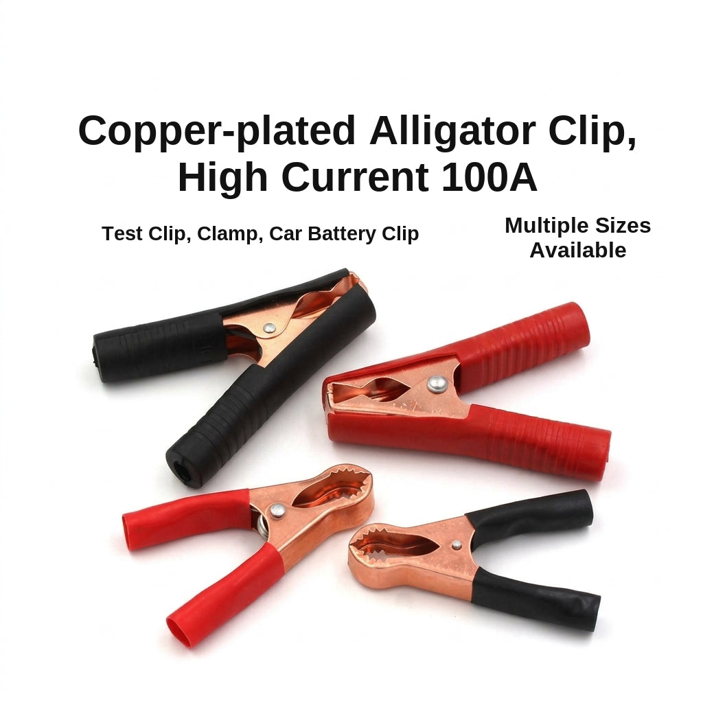 Red and black large and medium 50A charging crocodile clip with protective sleeve, 100A high current car crocodile clip power supply, copper plating