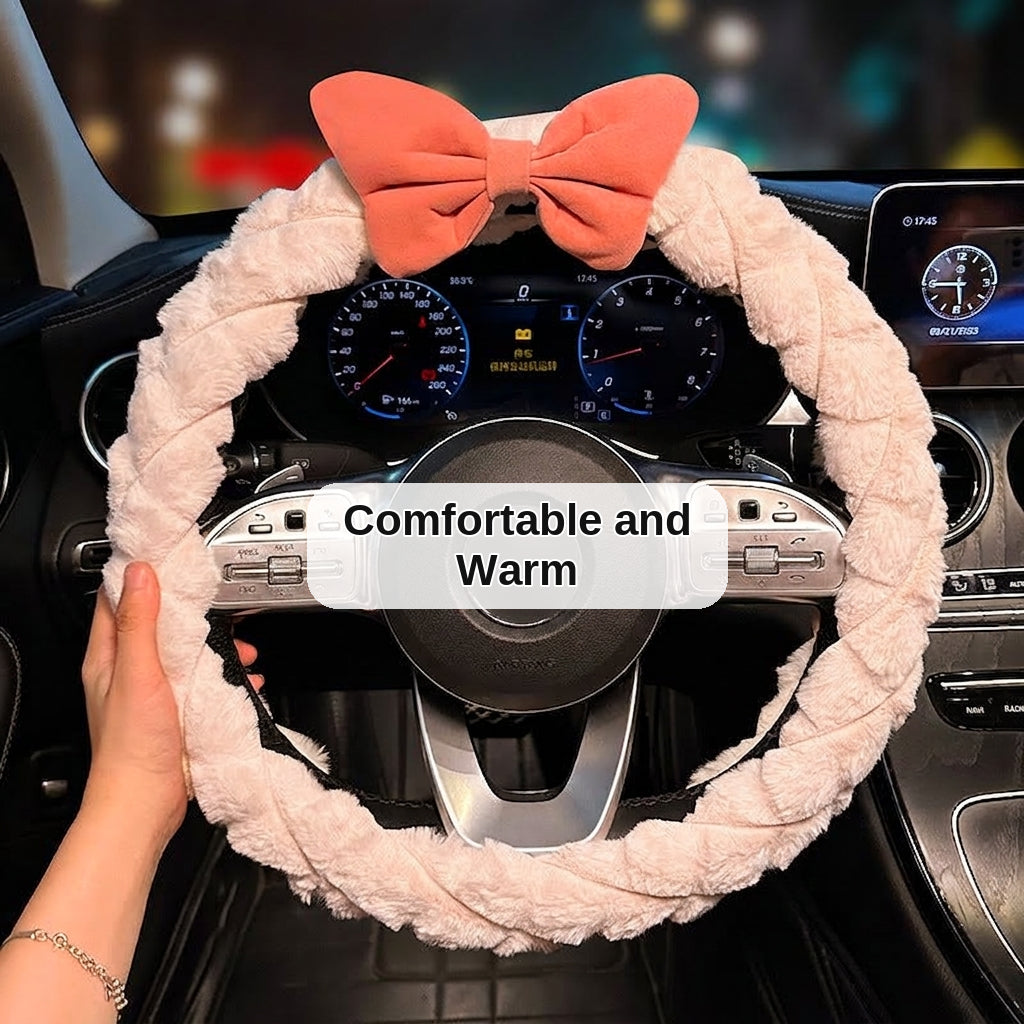 2025 New Car Steering Wheel Cover for Winter, Women's Non-slip Warm, All-Season Universal Winter Plush Handlebar Cover, Winter