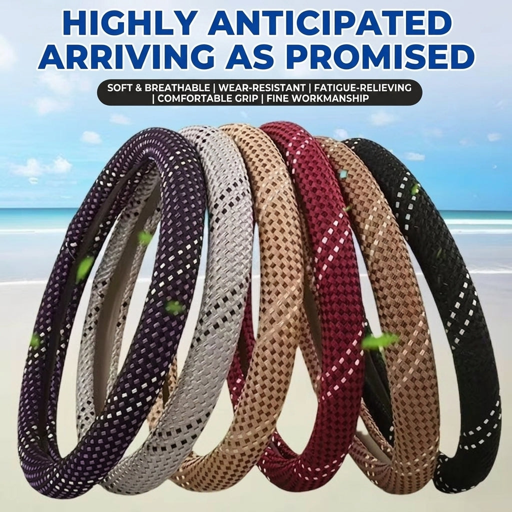 All-season universal wear-resistant car steering wheel covers, woven sweat-absorbing car handlebar covers, direct supply from wholesale manufacturers