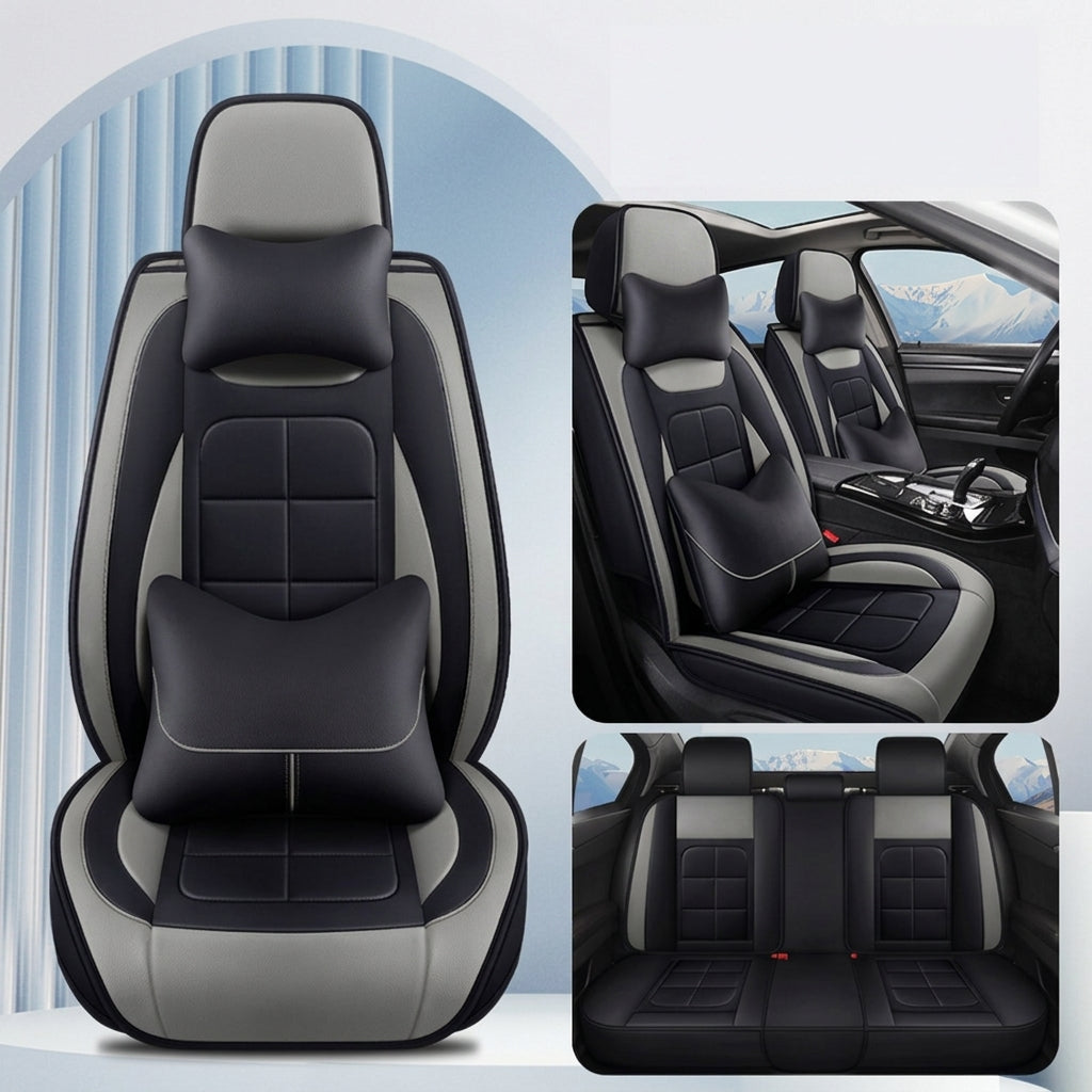 The five-seater car seat cushion is fully surrounded by the all-season universal leather seat cover, which is wear-resistant, dirt-resistant and breathable