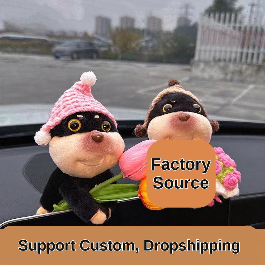 Car ornaments cute dolls bee dog car central control screen party doll display screen decoration car interior products
