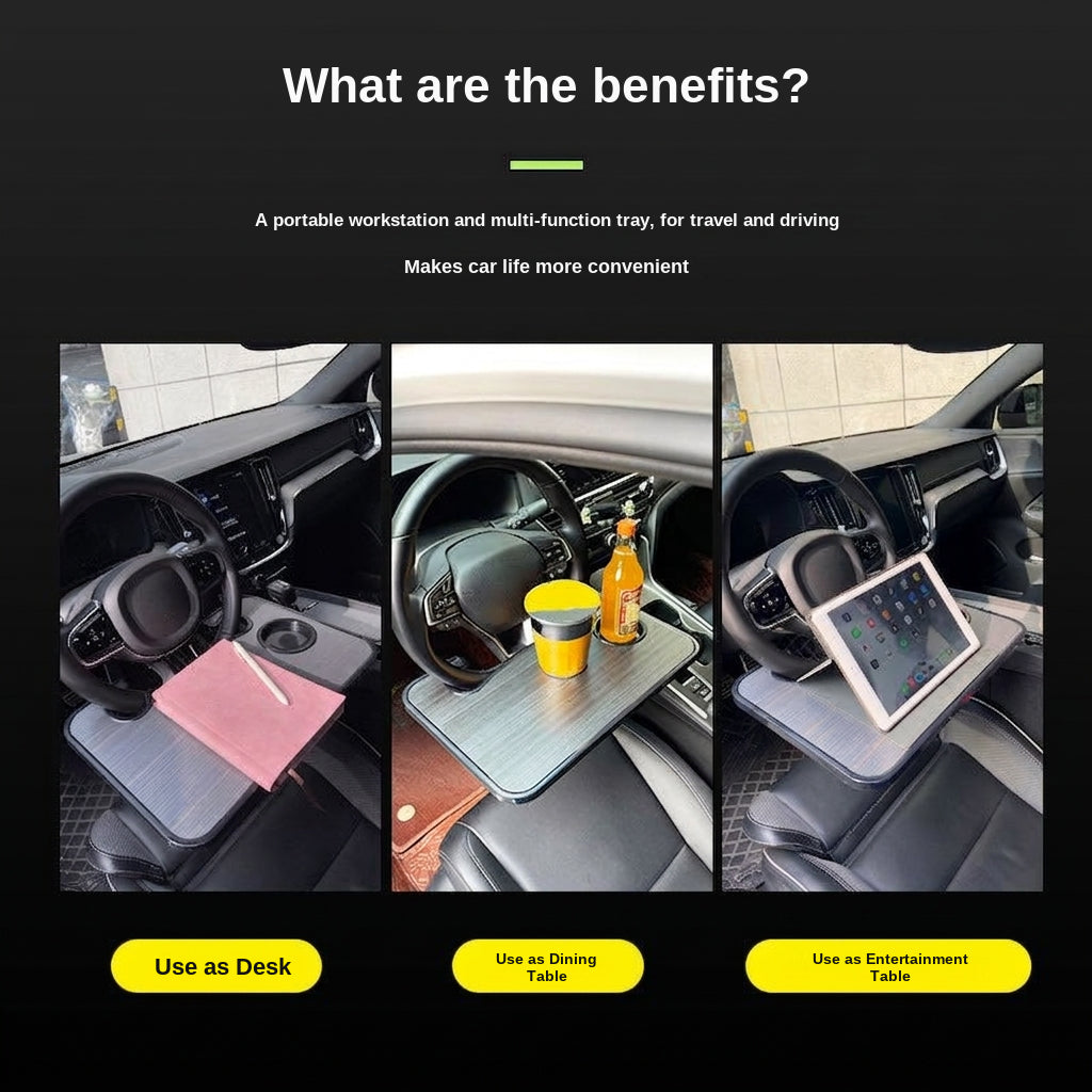Multifunctional Car Dinner Plate, Steering Wheel, Laptop Stand, Car Dinner Tray Storage Rack, Car Computer Table Tray