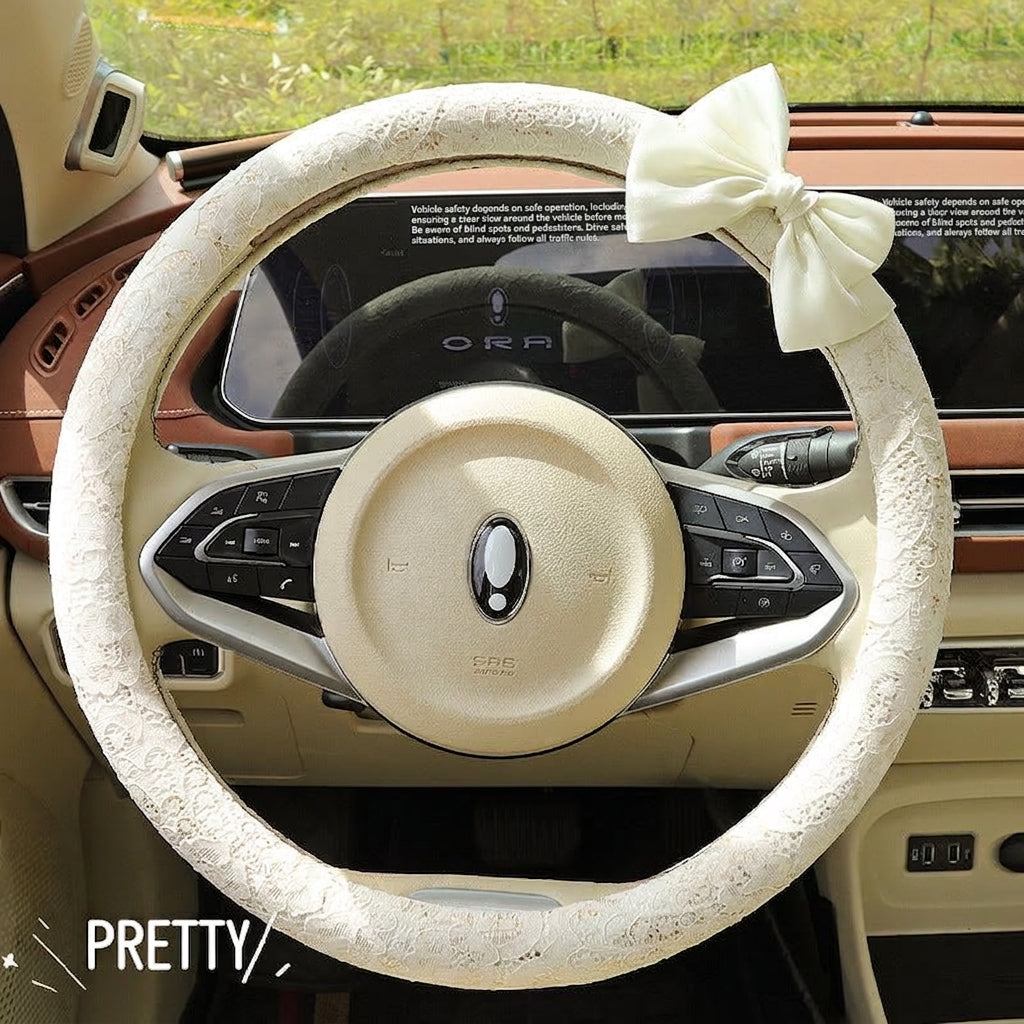 Lace car steering wheel cover, anti-slip decoration, all-season universal one-piece dropshipping, cross-border e-commerce trending sporty style