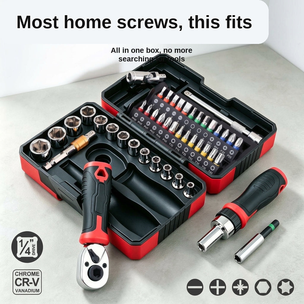Cross-border ratchet wrench set 45-piece household multifunctional high-torque ratchet wrench screwdriver combo tool