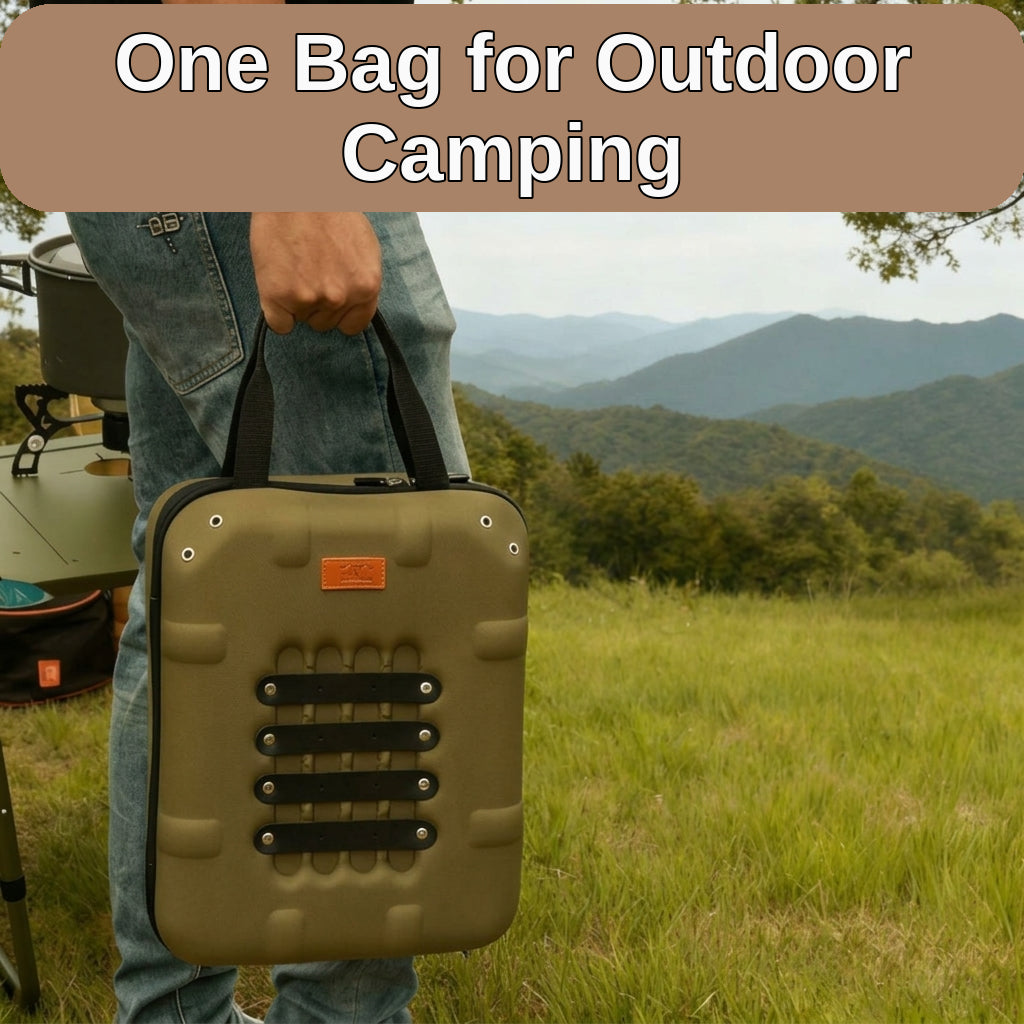 Outdoor portable seasoning knife set storage bag, camping and outdoor cooking bag, self-driving kitchen equipment set, EVA hard bag