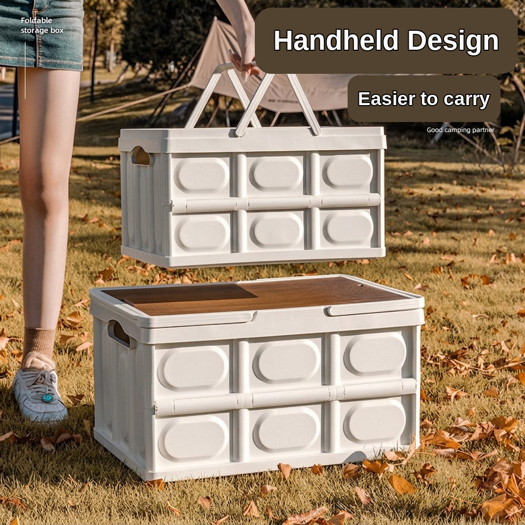 Outdoor camping folding box, storage box, wooden lid, car trunk, picnic storage box, organizer box, clothing storage box