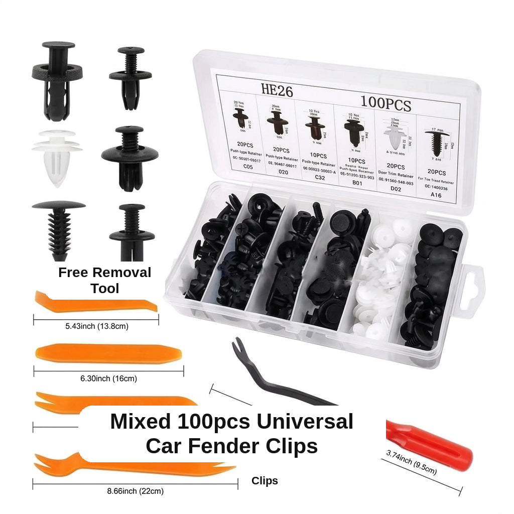 Cross-border 100PCS boxed buckles, 6 different automotive plastic fixed buckles, general car buckles, HE26 buckles