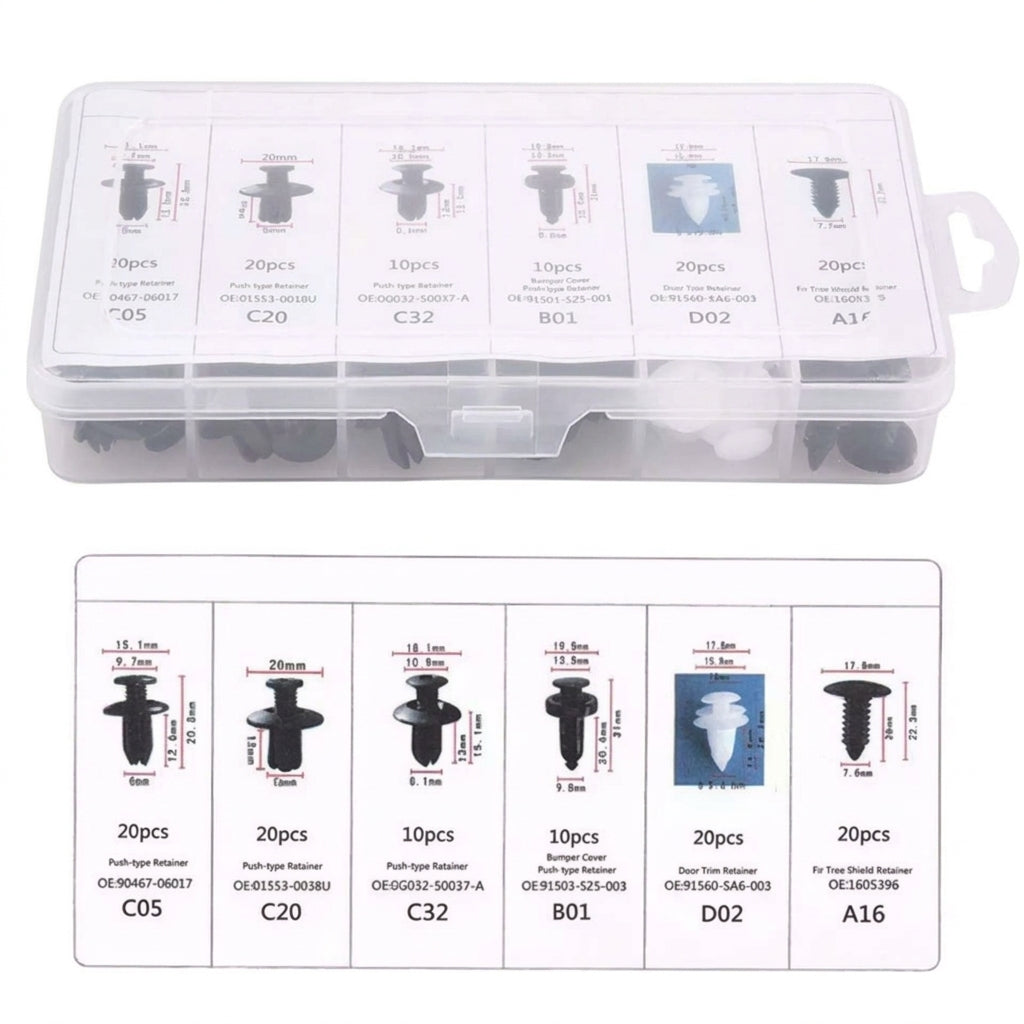 Domestic trade and foreign trade 100PCS car general boxed buckle combination set door panel nylon wheel eyebrow clamp HE26