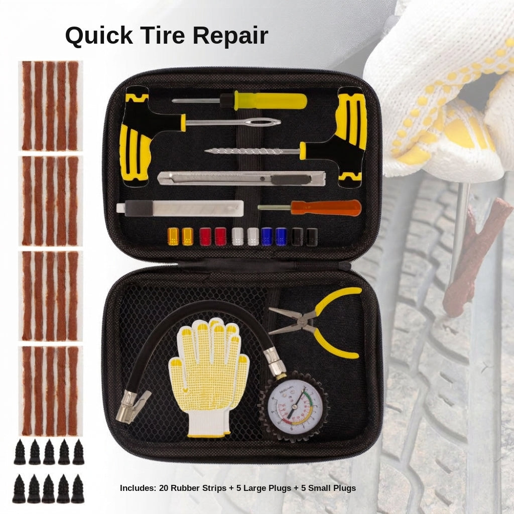 Tire Repair Kit - 61-Piece Emergency Tool Set