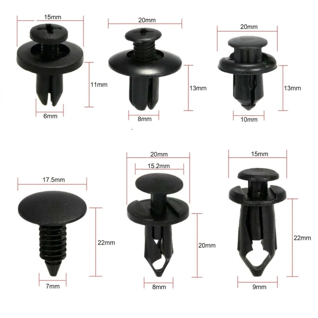 Universal Fastener for Automotive Clips, Plastic Fasteners, Rivet Clamps, 190PCS Mixed Set for Body and Door Mounting