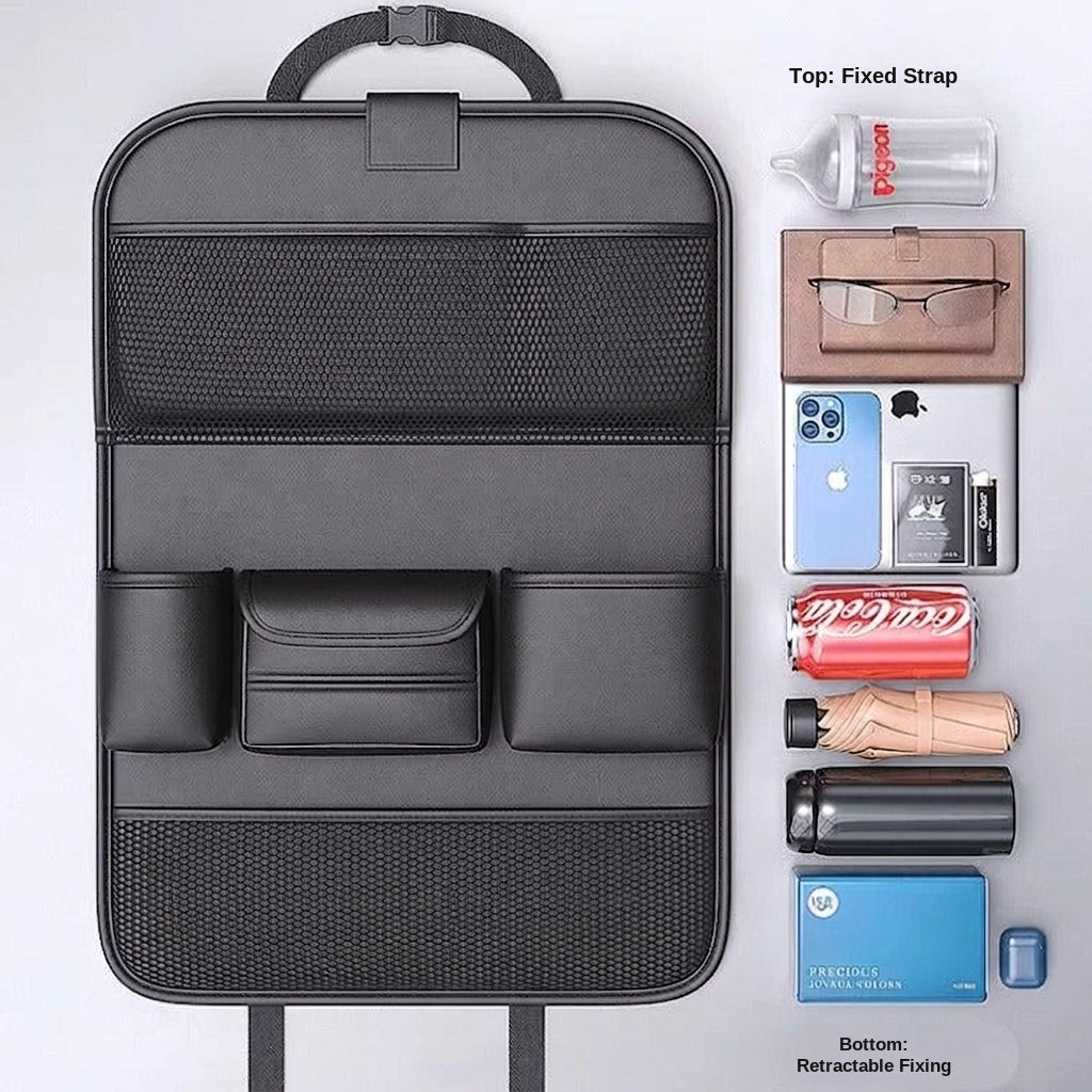 High-end car seat back storage bag, car multi-functional, rear hanging bag, car foldable dining table board shelf