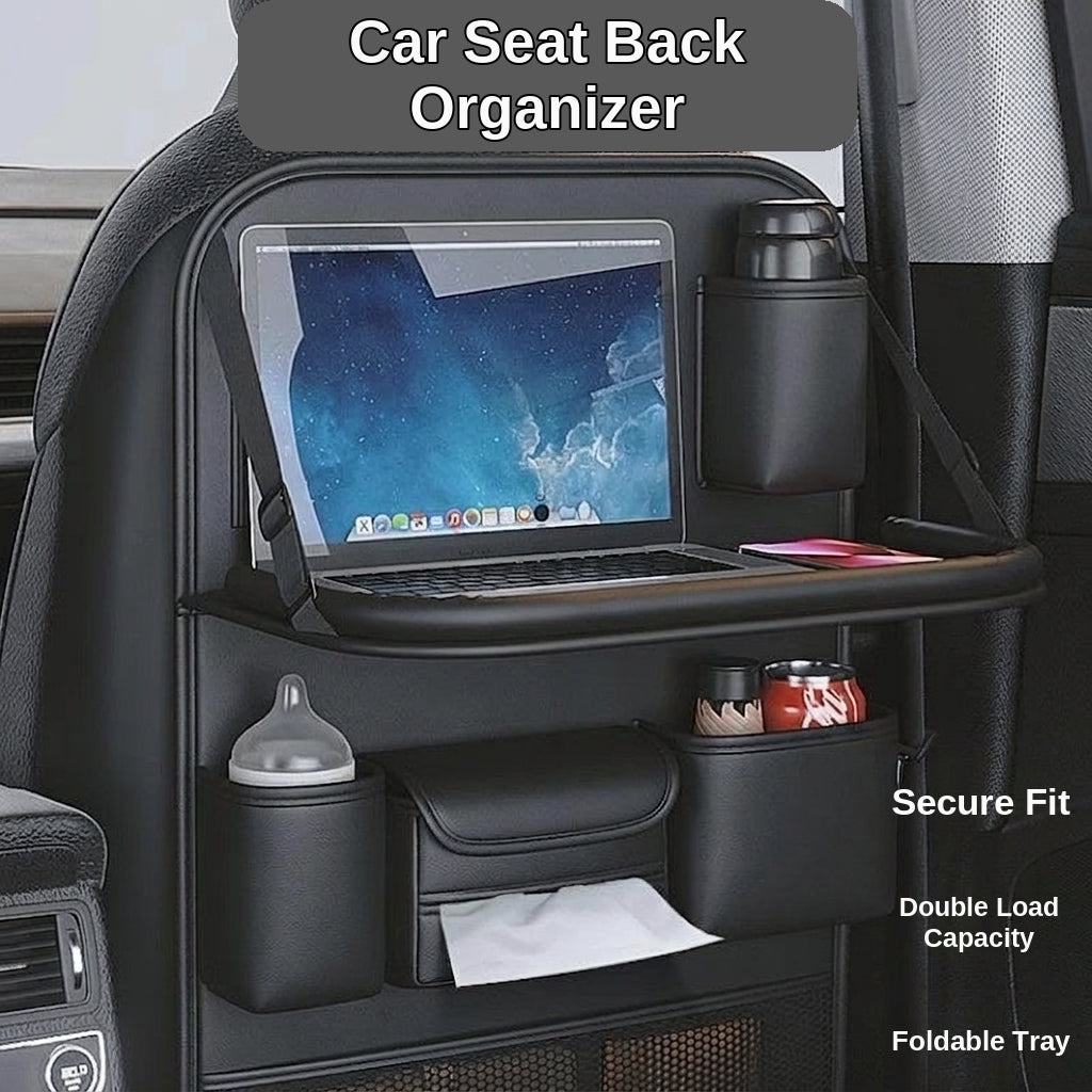 Car seat back storage bag, leather rear storage box, dining table model car seat back hanging bag, anti-kick mat