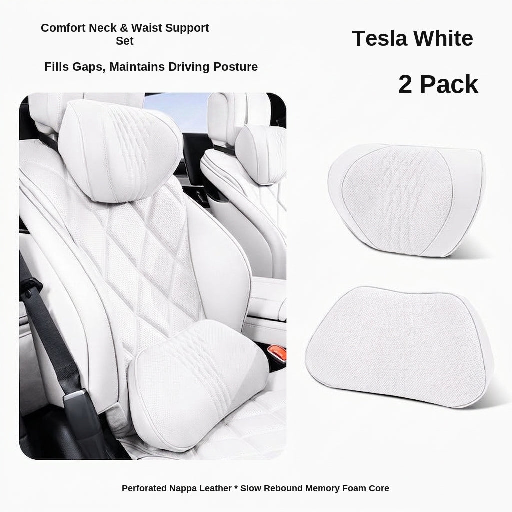 Summer breathable memory foam car headrest lumbar support premium car seat pillow car leather neck support pillow