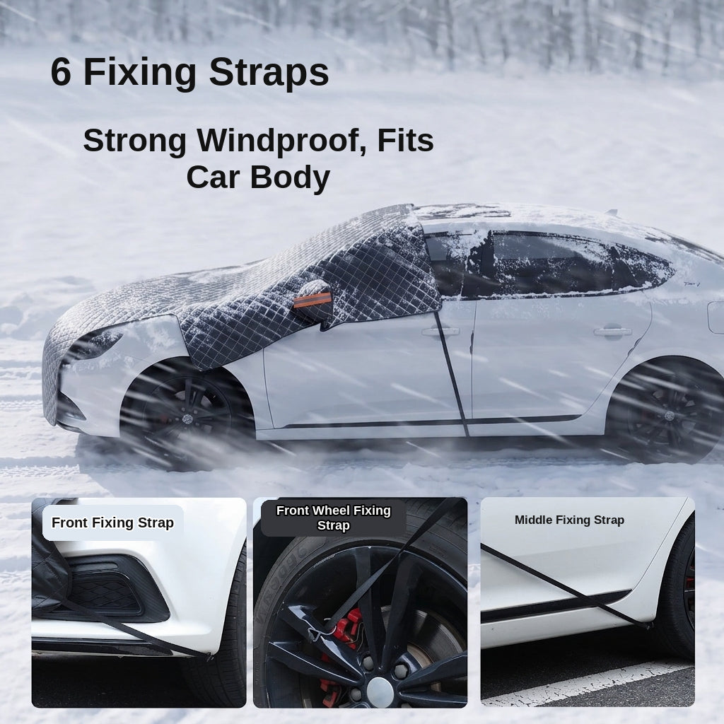 Car Snow Cover - Front Half Cover with Straps
