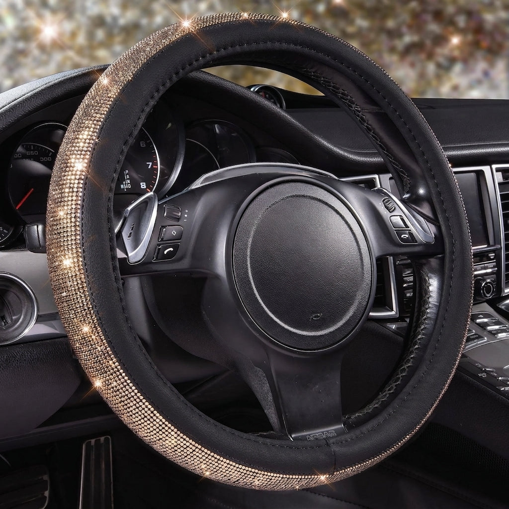 New car rhinestone fully rhinestone-hot rhinestone steering wheel, personalized handlebar cover, unisex steering wheel, Amazon