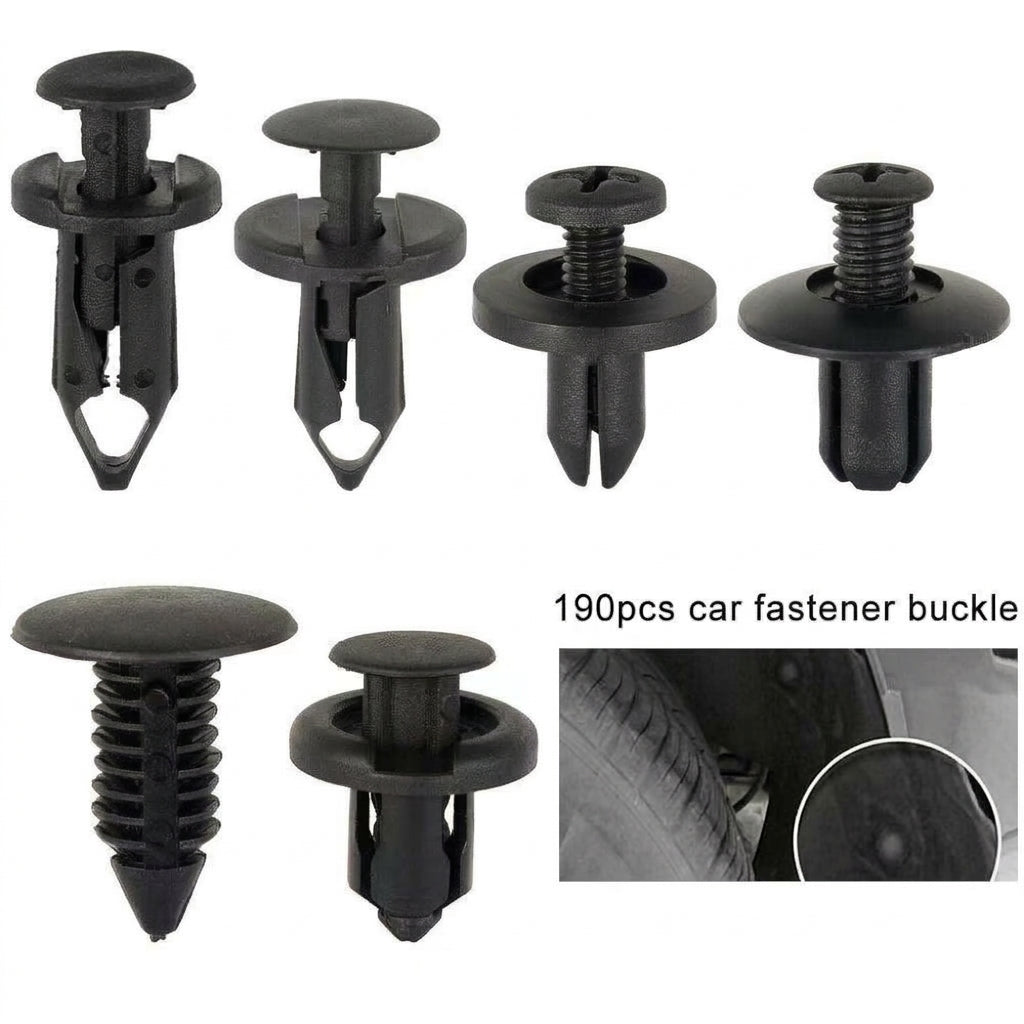 Universal Fastener for Automotive Clips, Plastic Fasteners, Rivet Clamps, 190PCS Mixed Set for Body and Door Mounting