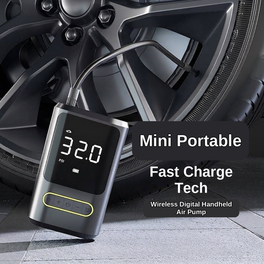 Mini portable car inflator pump bicycle electric tire pump air pump handheld wireless charging digital display