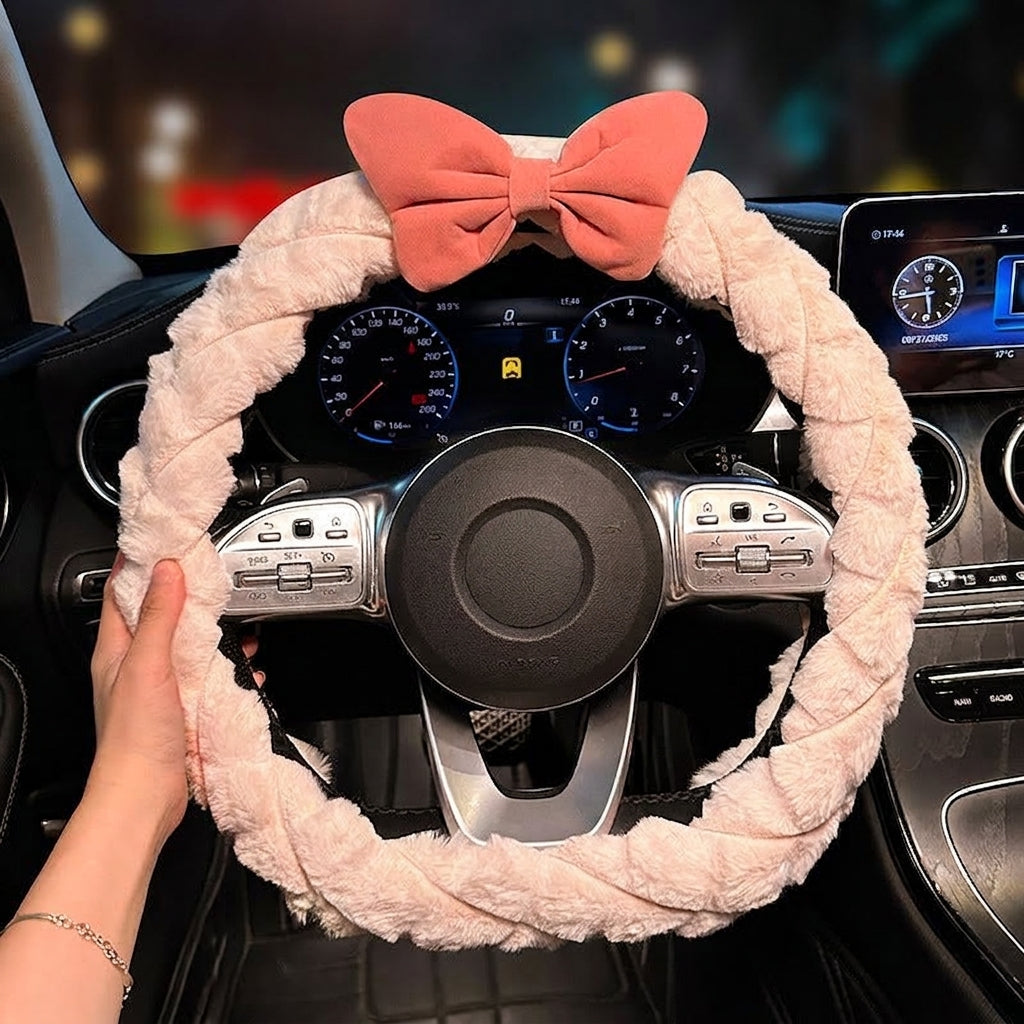 2025 New Car Steering Wheel Cover for Winter, Women's Non-slip Warm, All-Season Universal Winter Plush Handlebar Cover, Winter