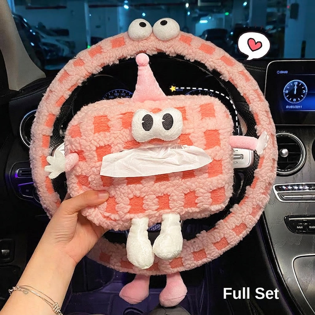 Winter plush steering wheel covers, 2024 new Monster non-slip warm all-season GM heated handlebar covers, women's version