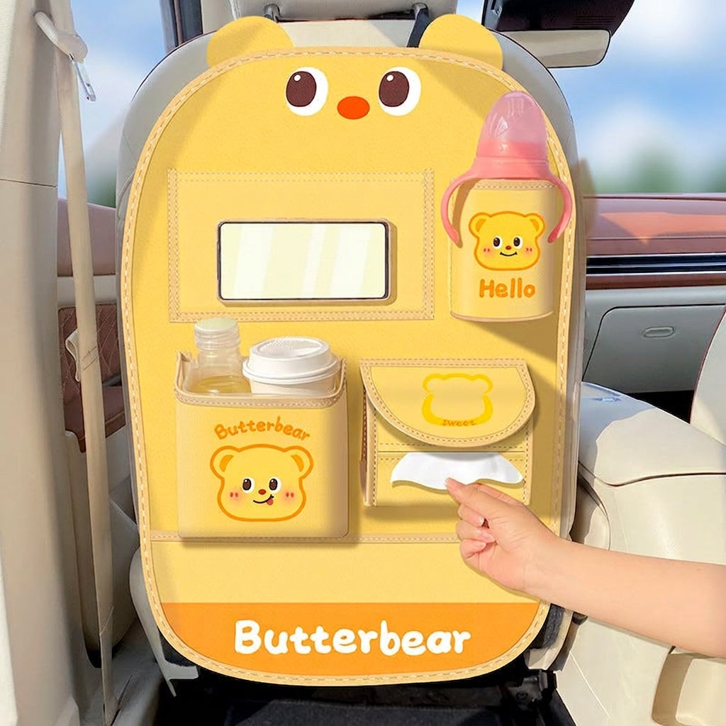 Car storage hanging bag, multifunctional creative cute car seat rear storage rack, tissue box inside car, trash bin