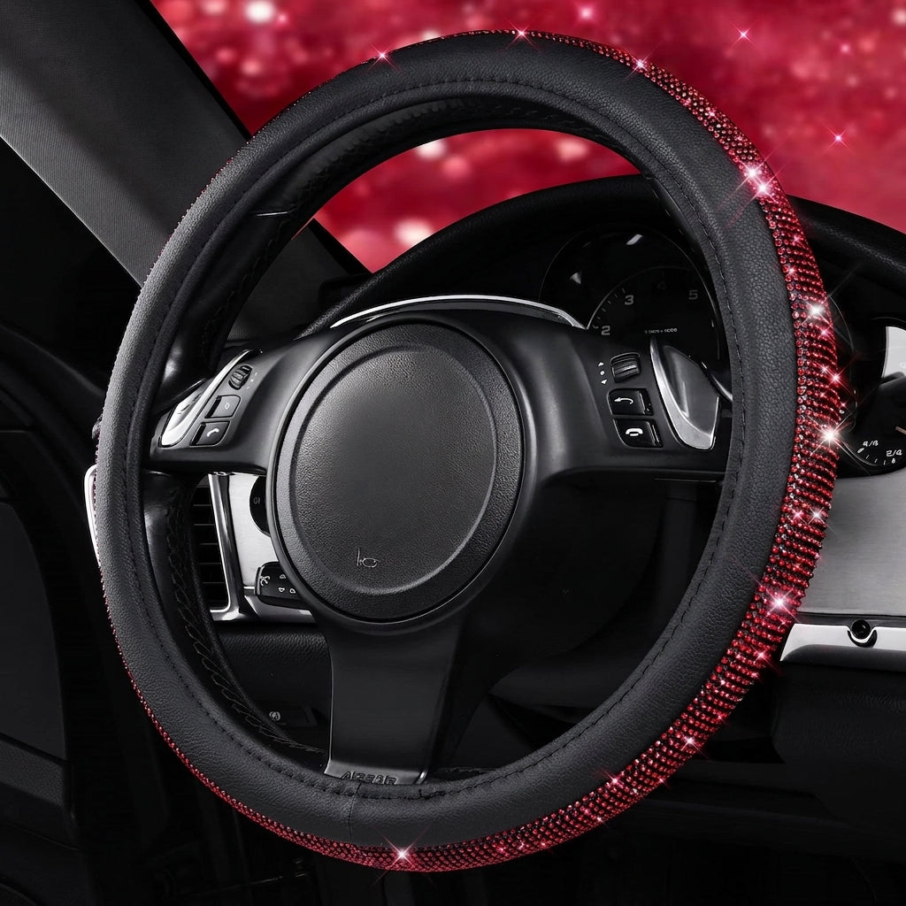 New car rhinestone fully rhinestone-hot rhinestone steering wheel, personalized handlebar cover, unisex steering wheel, Amazon