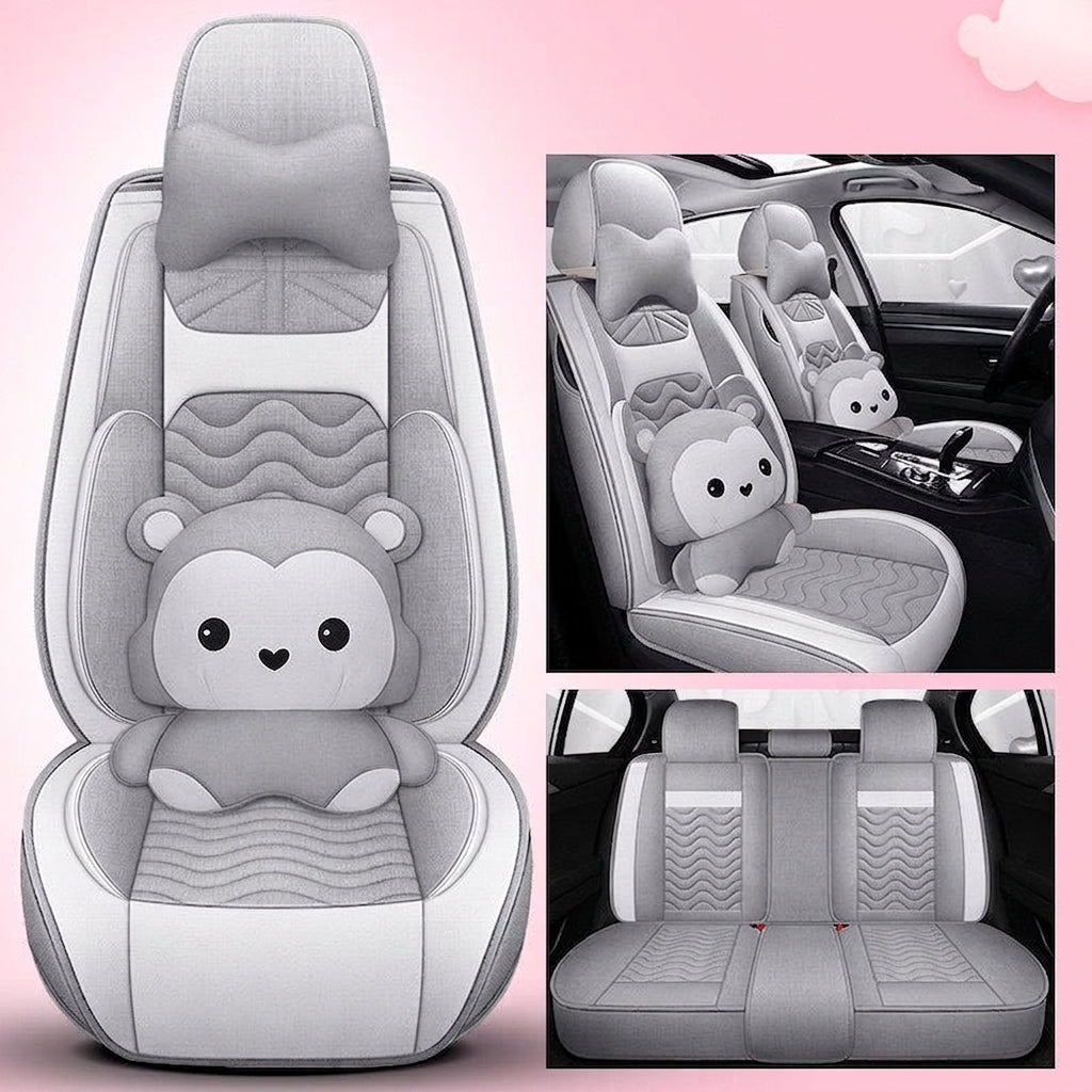 Cartoon car seat cushion, all-season universal all-round car seat cover, linen fabric art seat cushion, winter goddess seat cover