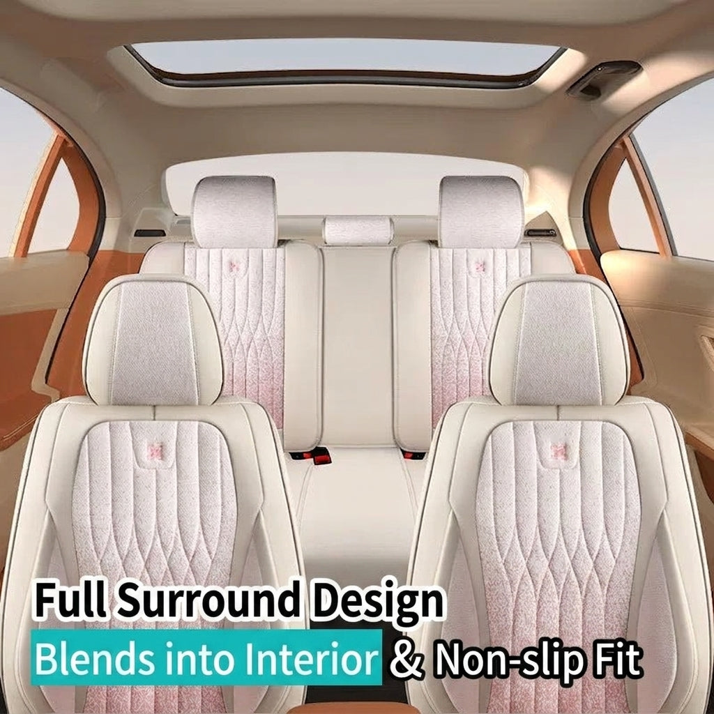 Car seat cushion linen fabric art all-inclusive all-season universal goddess seat cushion 2026 new model interior breathable seat cover wholesale