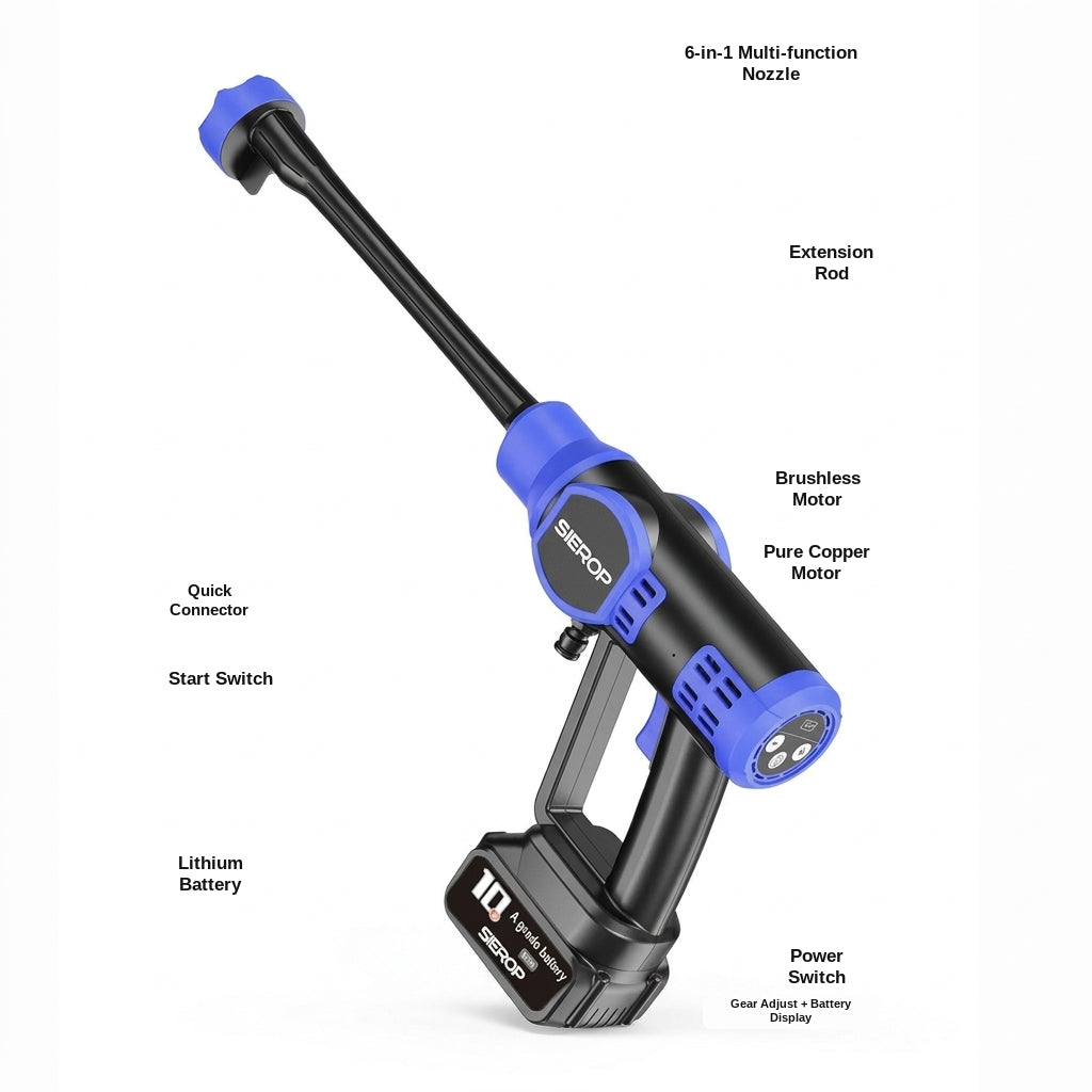 Brushless electric car wash high-pressure water gun, multifunctional handheld portable car wash washer, water nozzle for household plant watering