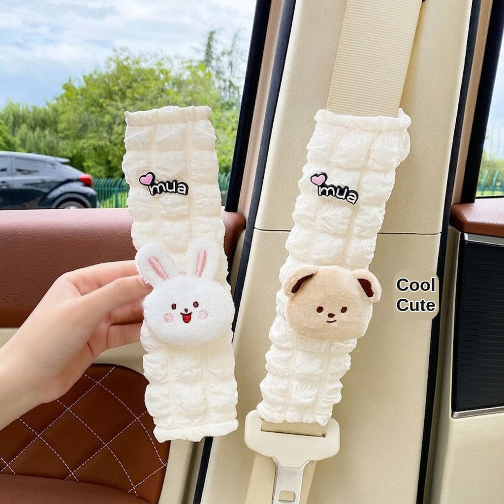 Car seat belt shoulder pads, creative cute children's anti-strain safety belt, and a pair of decorative protective covers