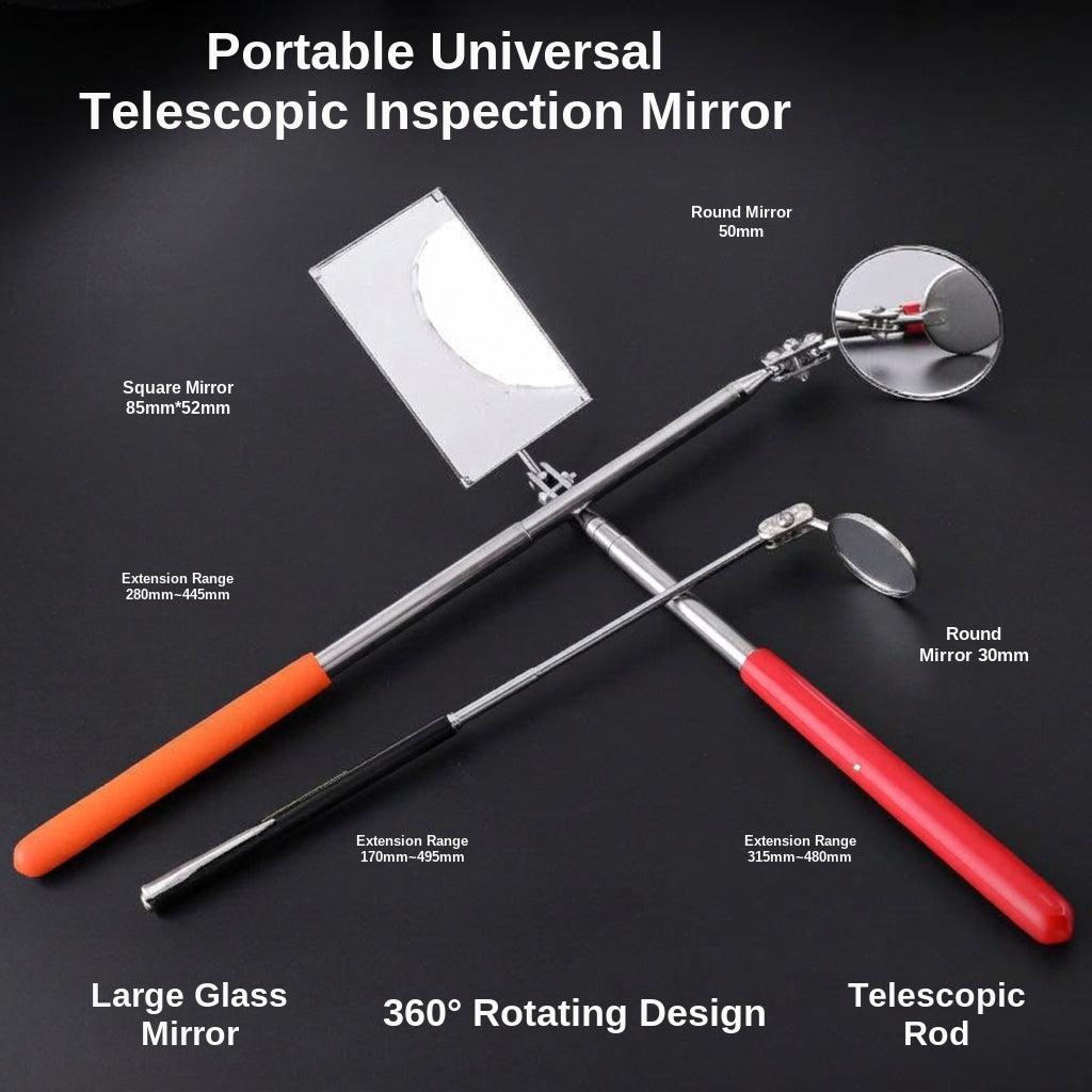 Universal telescopic folding inspection mirror, car bottom inspection mirror, chassis mirror, pipe endoscope, and automotive chassis mirror