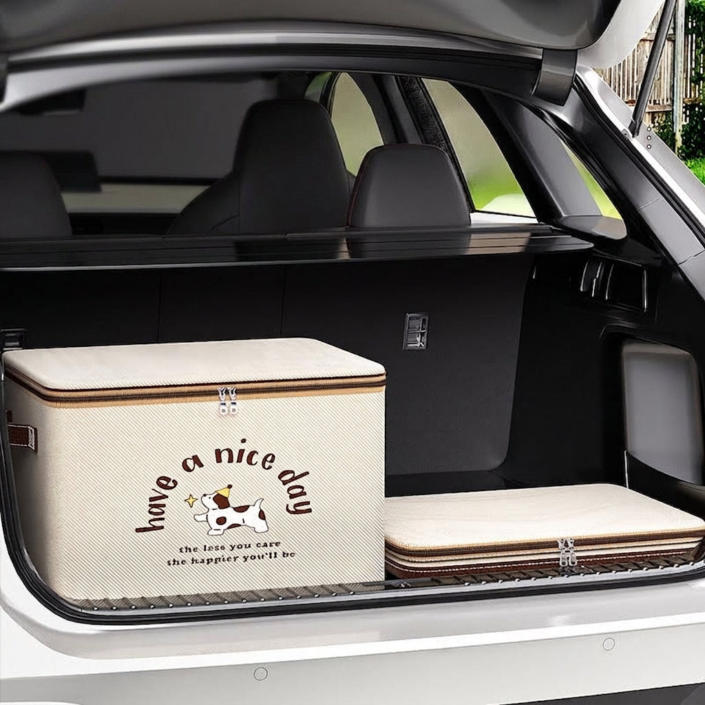 Car trunk storage box, foldable cartoon storage box, large-capacity car storage box, portable organizer box