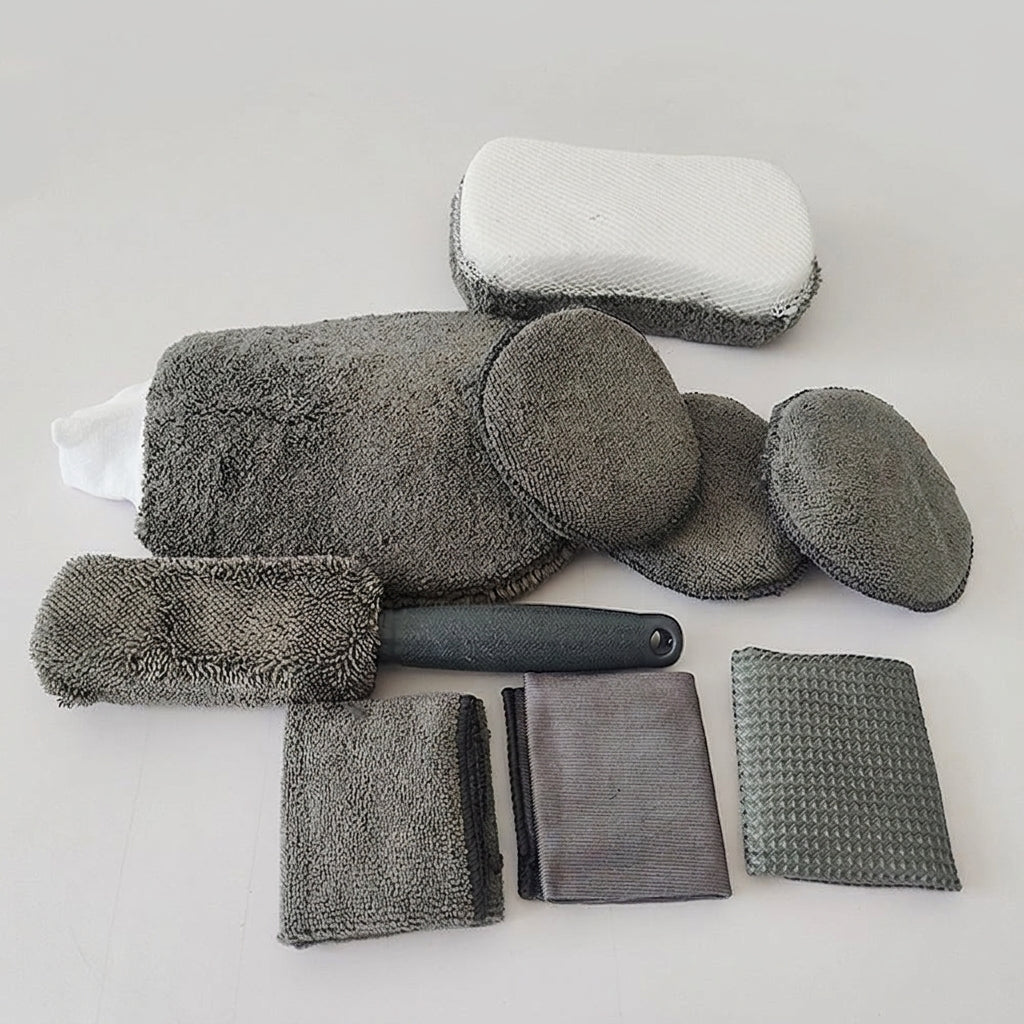 Car Wash 9 Piece Set Car Towel Home Car Beauty Cleaning Gloves Towel Wipes Waxing Sponge Wheel Brush