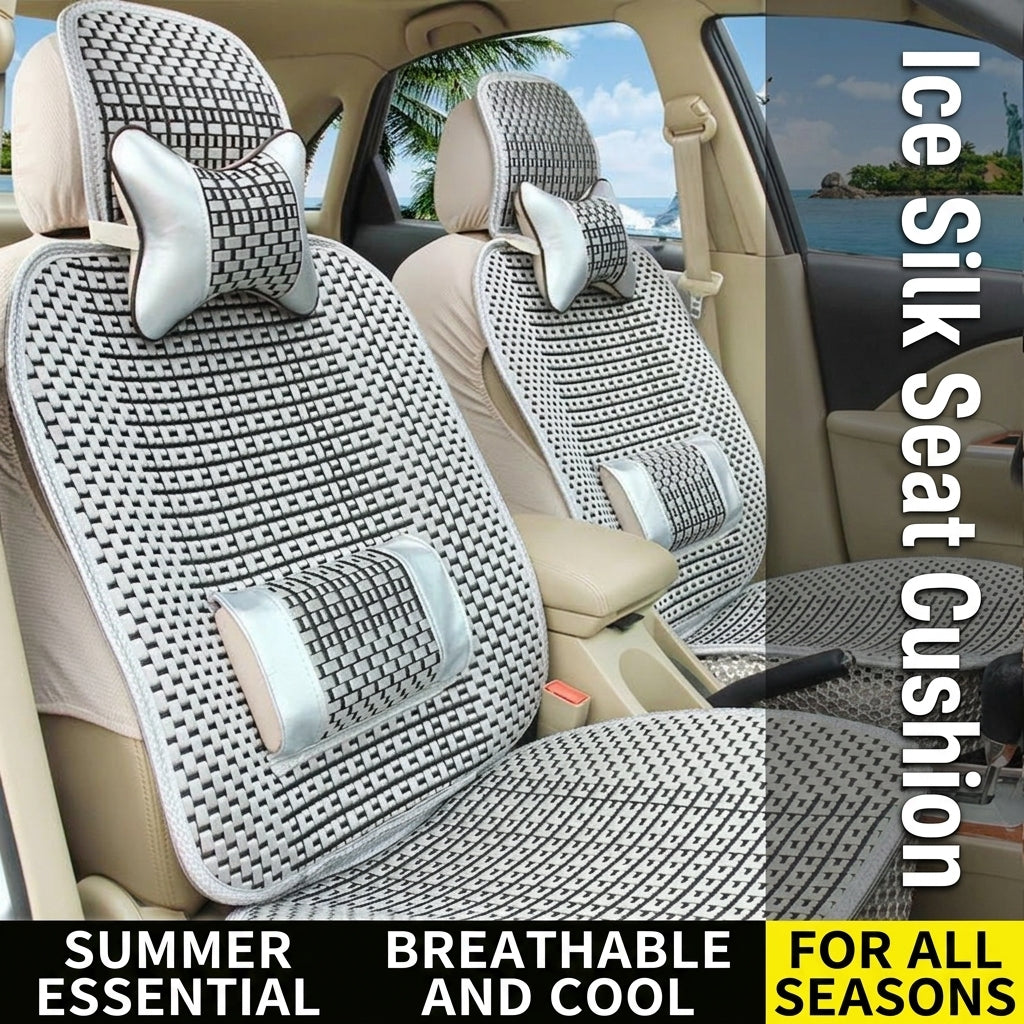 Summer Ice Silk car seat cushion, all-season universal breathable, summer-specific all-encompassing car seat cover, single-seat, five-seater, cross-border design