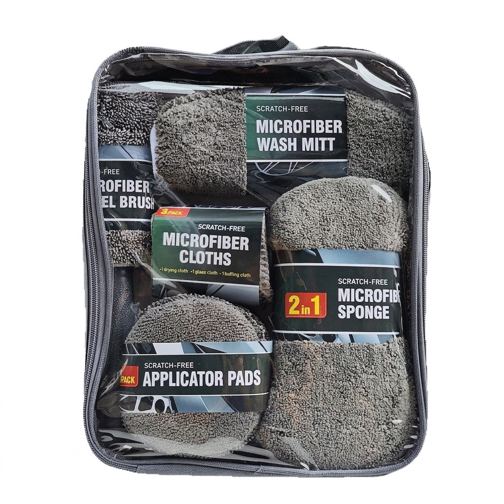 Car Wash 9 Piece Set Car Towel Home Car Beauty Cleaning Gloves Towel Wipes Waxing Sponge Wheel Brush