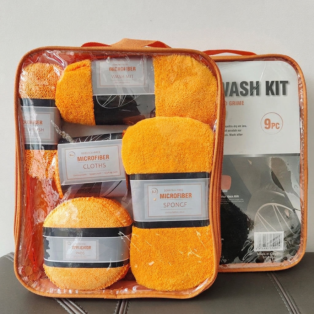 Car Wash 9 Piece Set Car Towel Home Car Beauty Cleaning Gloves Towel Wipes Waxing Sponge Wheel Brush