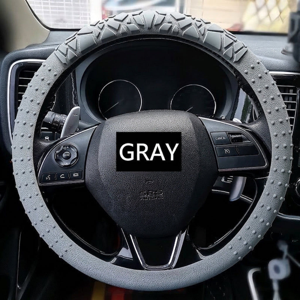 Cross-border geometric pattern non-slip silicone steering wheel cover, car D-round universal elastic particle sun-protection thickened handlebar cover