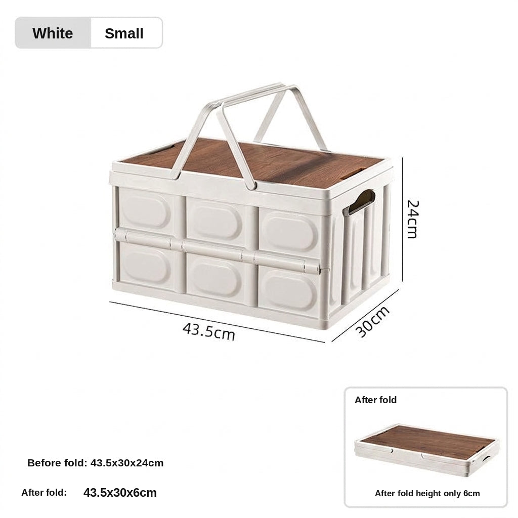 Outdoor camping folding box, storage box, wooden lid, car trunk, picnic storage box, organizer box, clothing storage box