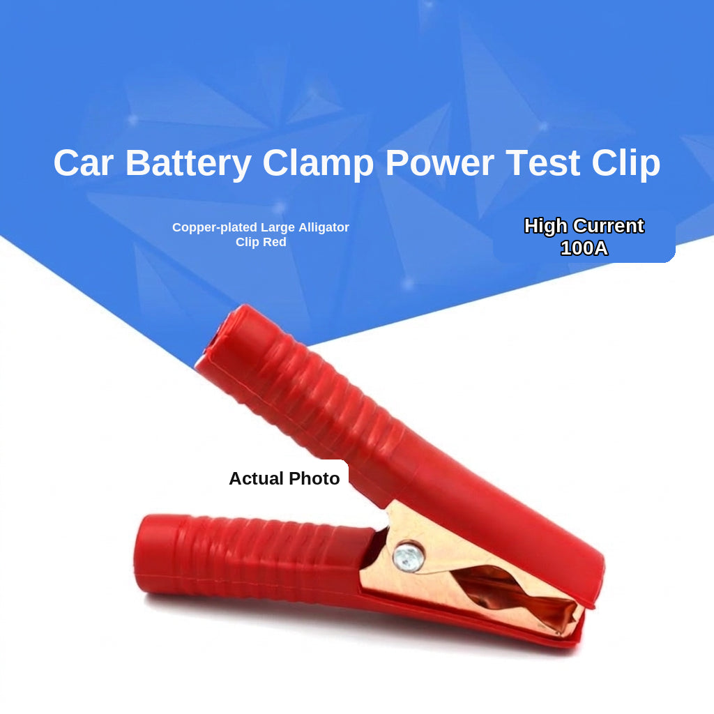 Red and black large and medium 50A charging crocodile clip with protective sleeve, 100A high current car crocodile clip power supply, copper plating