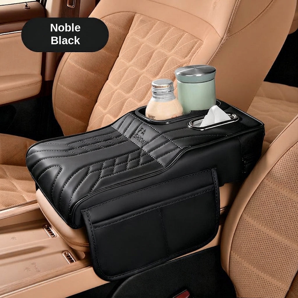Multi-functional car armrest box water cup holder heightened central protective cover car tissue box supplies storage mat