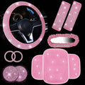 Car steering wheel cover, diamond-studded full diamond set, seat belt, shoulder pad, rearview mirror armrest, box mat, starter ring, nine-piece set