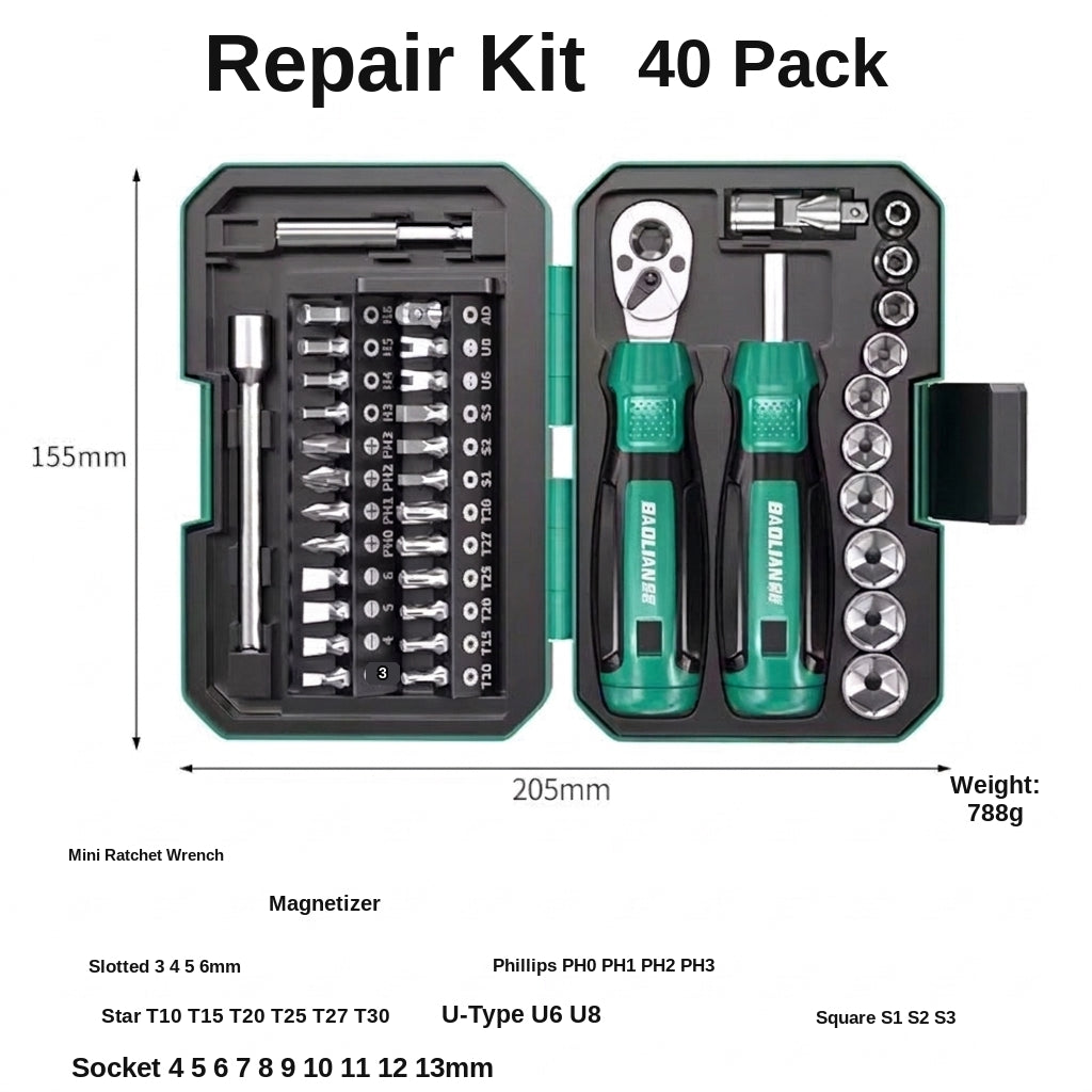 Screwdriver set, motorcycle bike repair tool, repair socket, ratchet wrench, rider tool kit