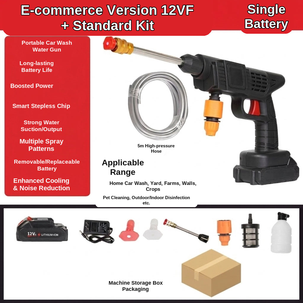 Car water gun, household electric car washer, rechargeable car wash gun, universal wireless high-power high-pressure car wash water gun
