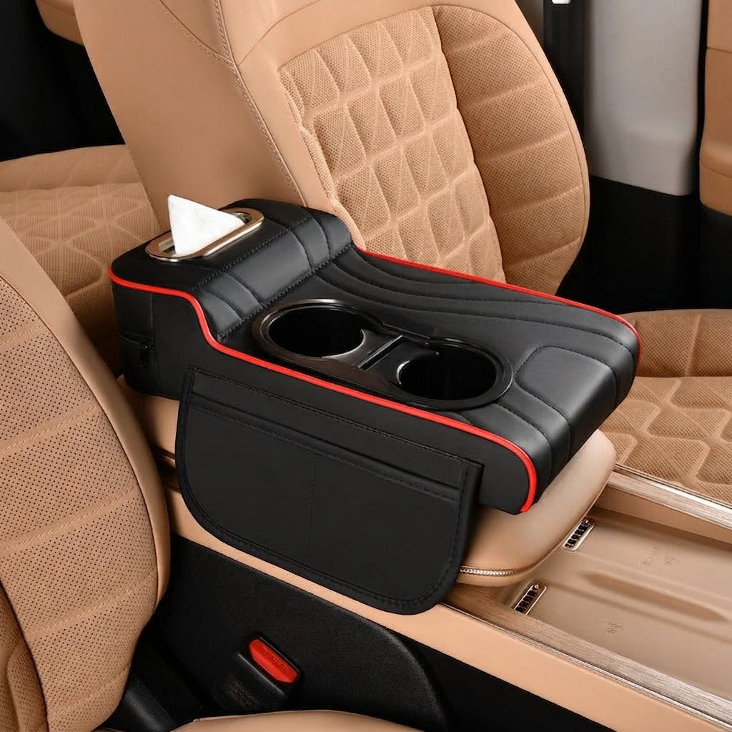 2025 New Central Car Armrest Box Height Pad Cover Protective Cover Double Cup Holder Premium Leather Car Accessories