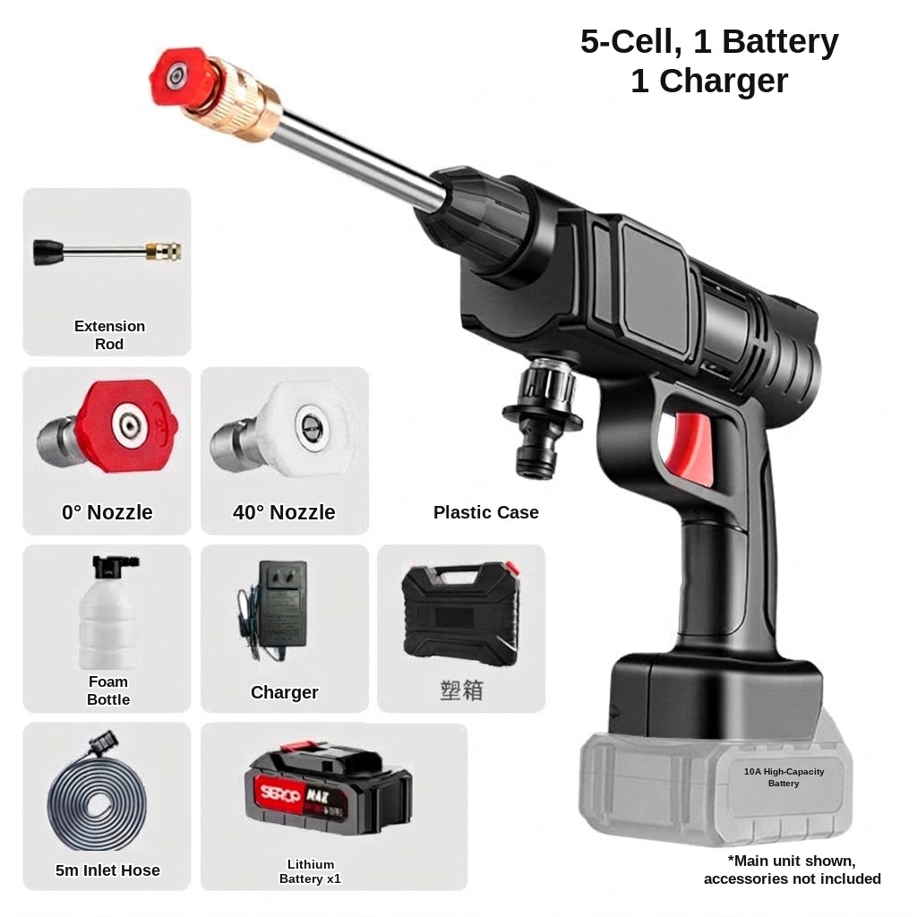 Brushless electric car wash high-pressure water gun, multifunctional handheld portable car wash washer, water nozzle for household plant watering