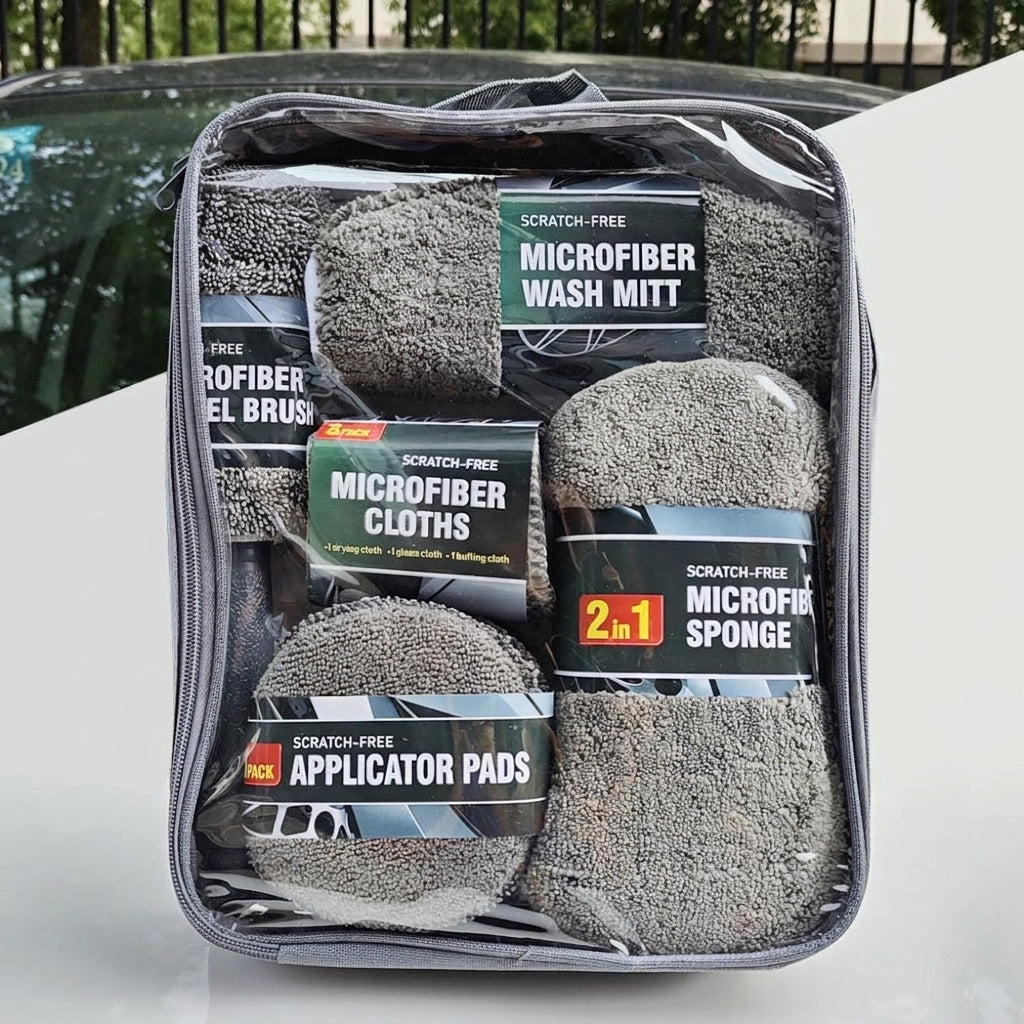 Car Wash 9 Piece Set Car Towel Home Car Beauty Cleaning Gloves Towel Wipes Waxing Sponge Wheel Brush