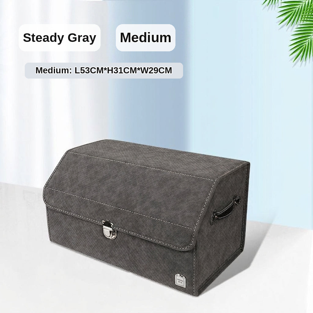 New woven pattern car trunk storage box, foldable car storage box, leather organizer box, factory wholesale