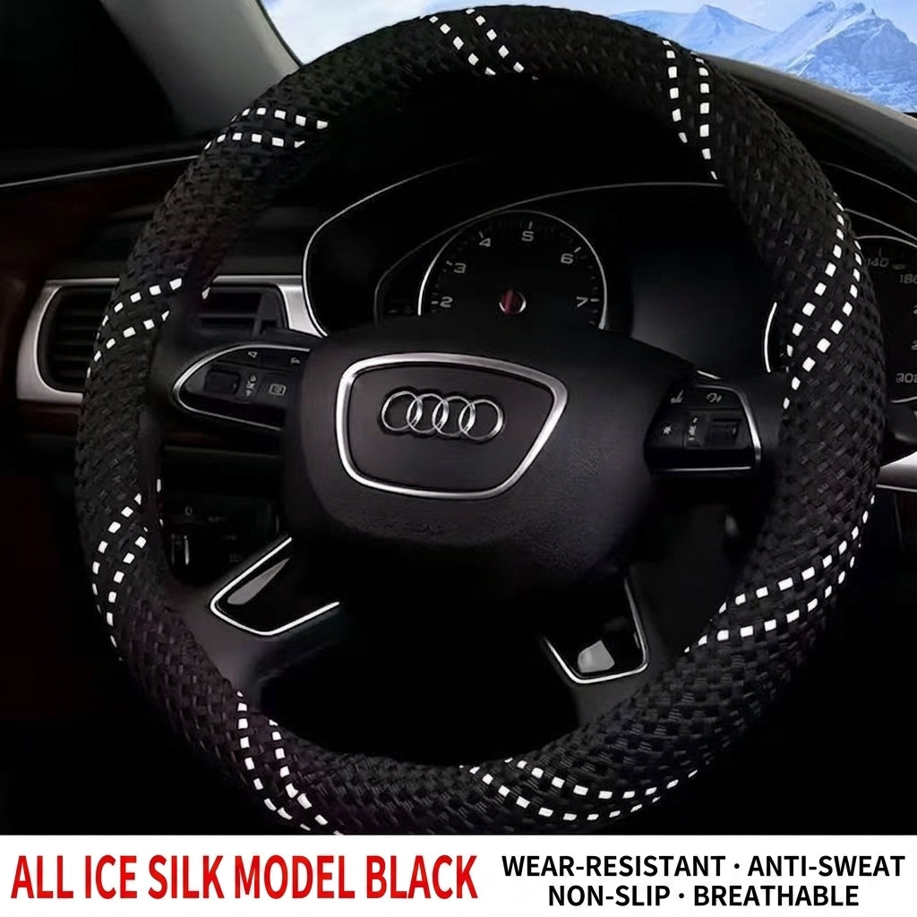 All-season universal wear-resistant car steering wheel covers, woven sweat-absorbing car handlebar covers, direct supply from wholesale manufacturers